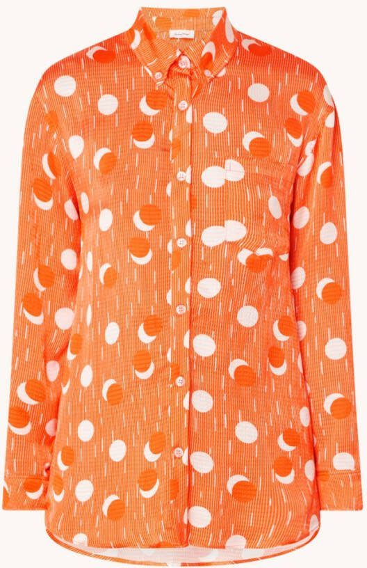 American vintage Blouse met stippenprint en borstzak
