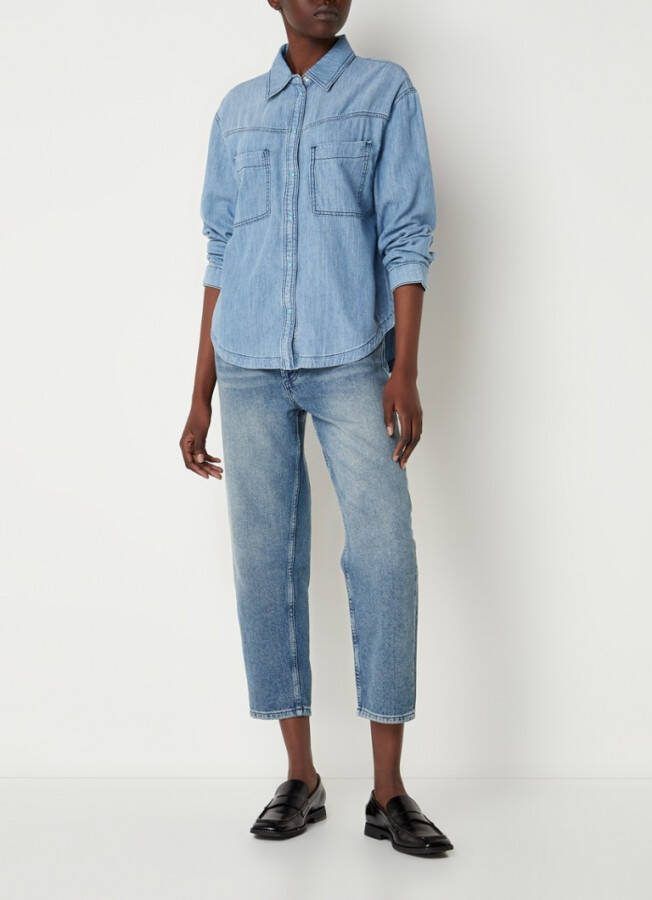 BA&SH Ancel blouse van chambray met borstzak