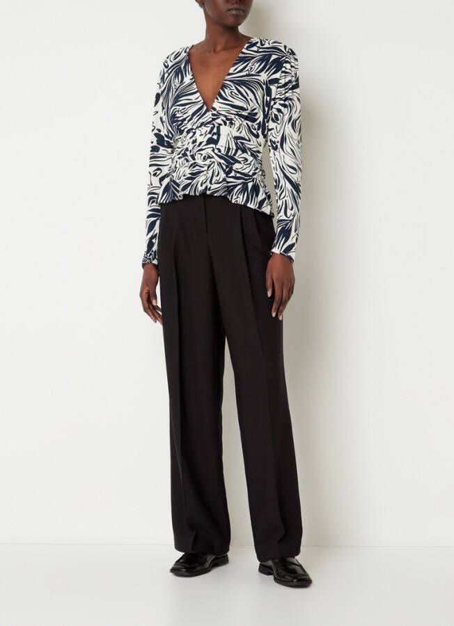 BA&SH Bedrukte blouse met V hals, lange mouwen CAE