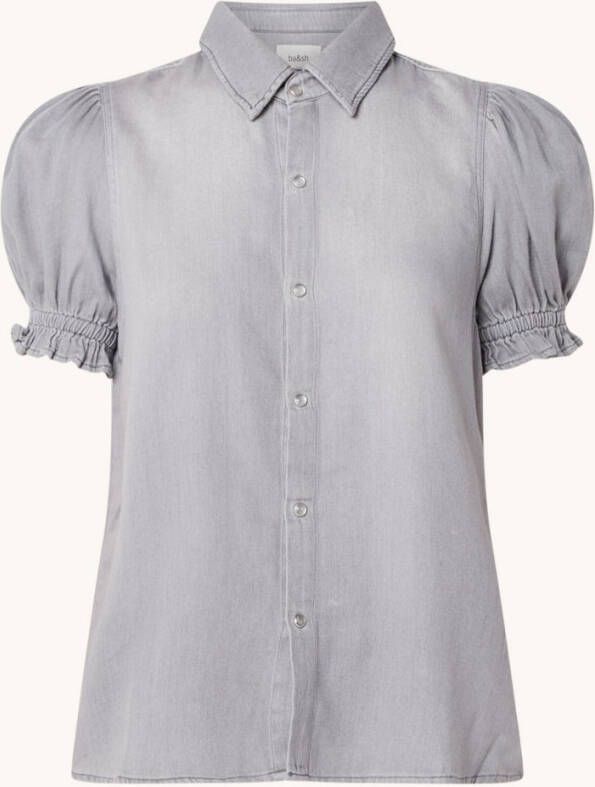 BA&SH Danee blouse met denim look en pofmouw