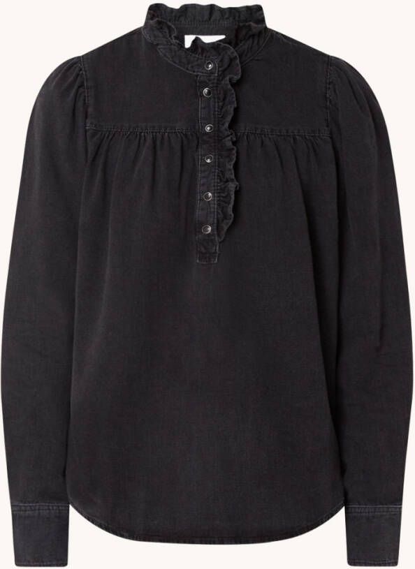 BA&SH Mila blouse van denim met borstzakken