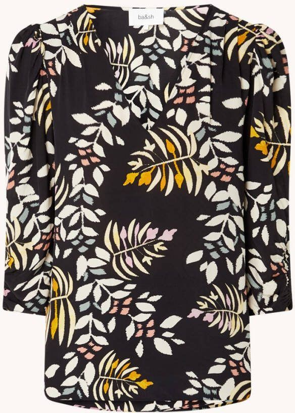 BA&SH Bedrukte blouse met V hals, 3/4 mouwen Cross