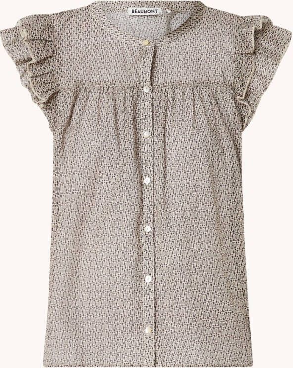 Beaumont Semi transparante blouse met print en volant