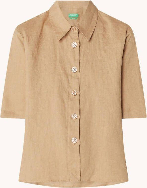 Benetton Blouse van linnen met halflange mouw