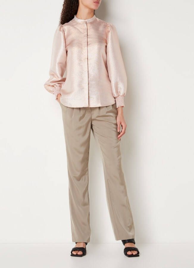 Bruuns Bazaar Gerbera Luza blouse met lurex en pofmouw