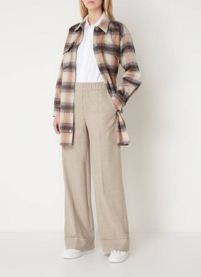 Claudia Sträter Longline overshirt in wolblend met ruitdessin