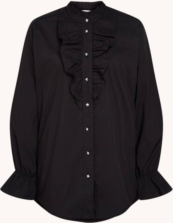 Co'Couture Ellice blouse met volant en opstaande kraag