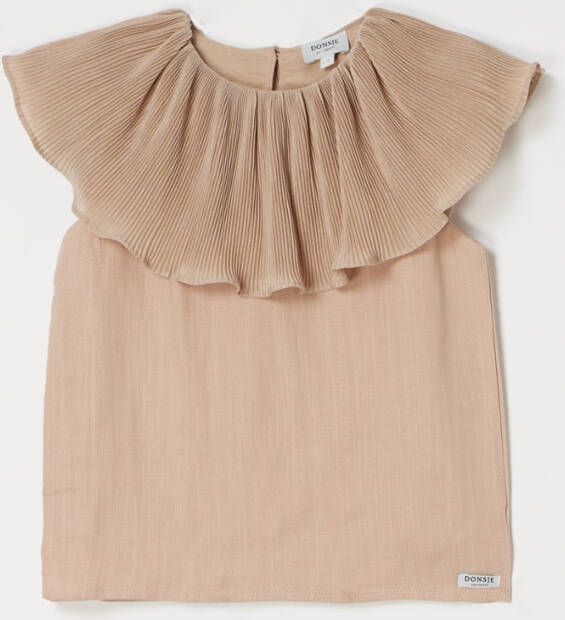 Donsje Amsterdam Emmi top in linnenblend met volantkraag en plissé