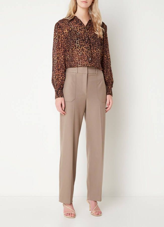 Fifth House Rocco semi transparante blouse met luipaard print en pofmouw