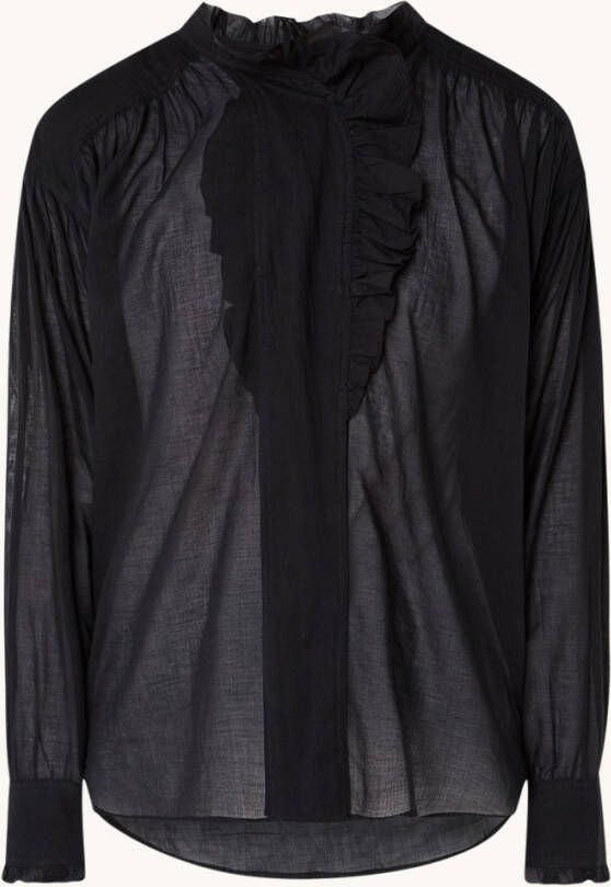 Isabel marant Pamias semi transparante blouse van biologisch katoen met volant