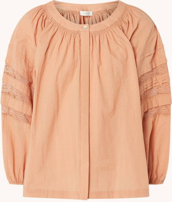JcSophie Sadie blouse met pofmouw en opengewerkt dessin