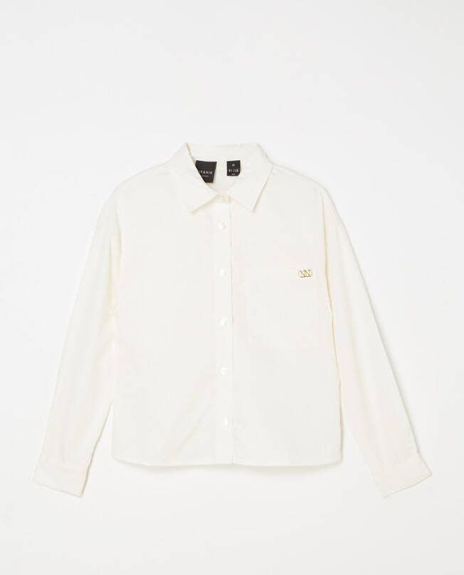 NIK&NIK Lena blouse met borstzak en logo