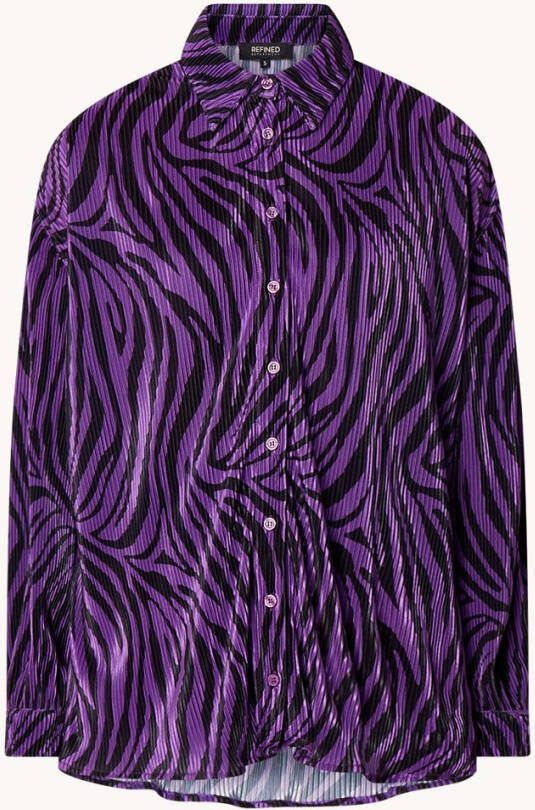 Refined Department Sienna oversized blouse met plissé, en zebraprint