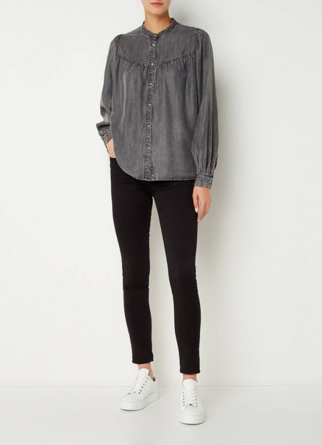 Sofie Schnoor Blouse van lyocell met pofmouw en verwassen afwerking