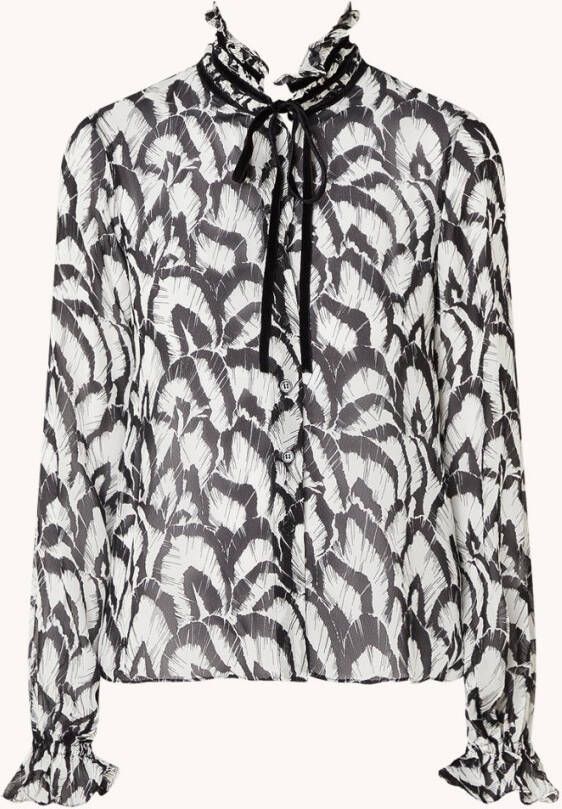 The Kooples Semi transparante blouse met print en strikkraag
