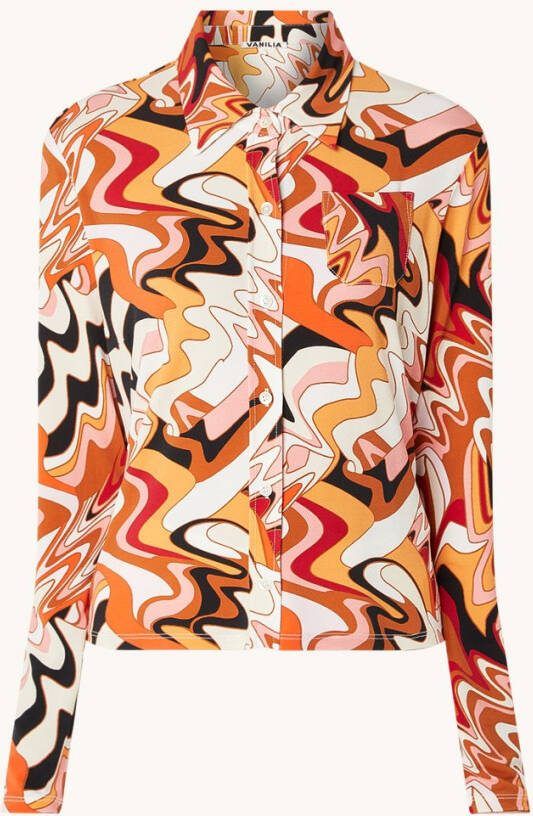 Vanilia Blouse van jersey met print en borstzak