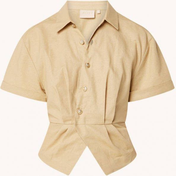 JOSH V blouse Jelene met plooien lichtbruin