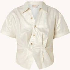 JOSH V Jelene crop top in linnenblend met glanzende finish