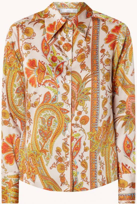 Mango blouse met paisleyprint oranje/ecru/geel/blauw