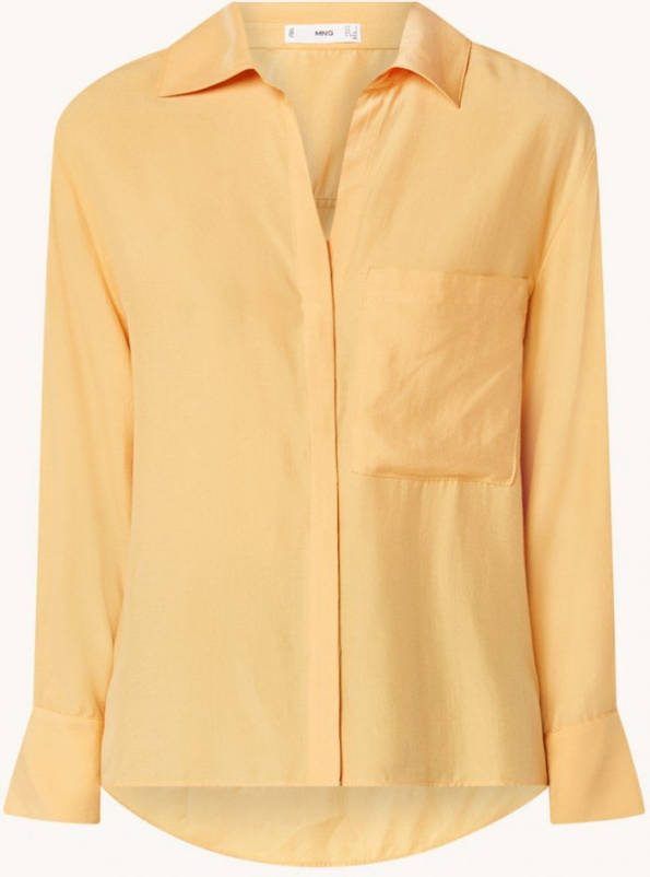Mango Limone blouse van lyocell met borstzak
