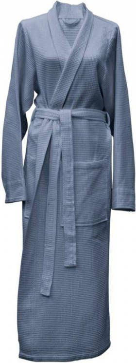 Heckett & Lane Hnl Bath Wafel Badjas Kuitlengte Steel Bleu