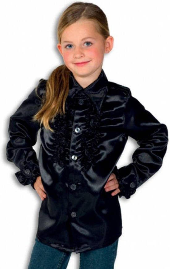 Merkloos Rouches Blouse Zwart Voor Jongens 116 Carnavalsblouses