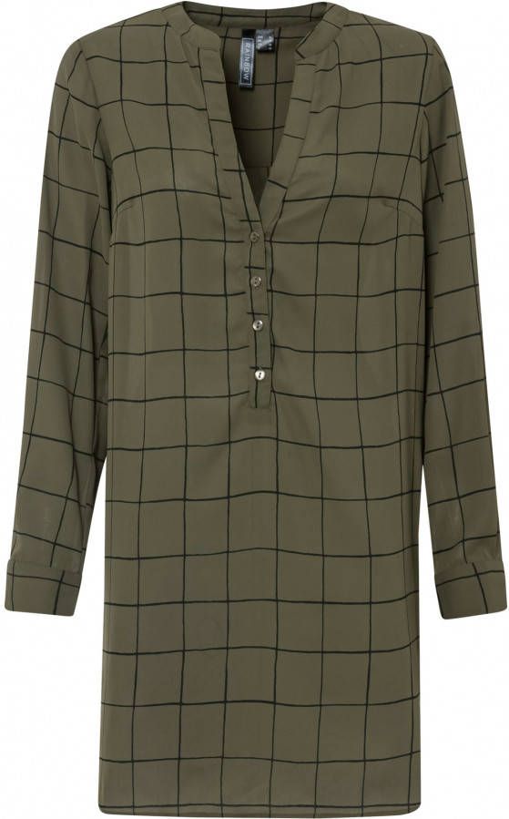 RAINBOW Lange blouse, donkerolijfgroen/zwart geruit, 100% polyester