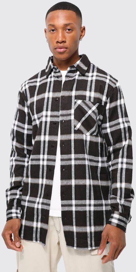 boohoo Geruit Long Line Overhemd, Chocolate