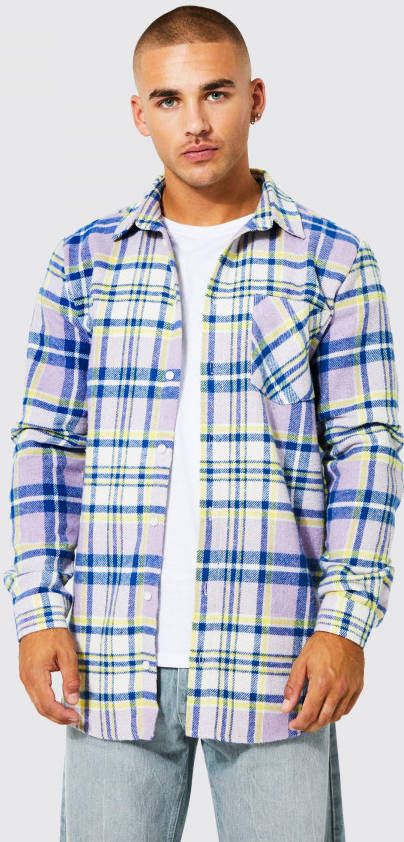 boohoo Geruit Long Line Overhemd, Multi