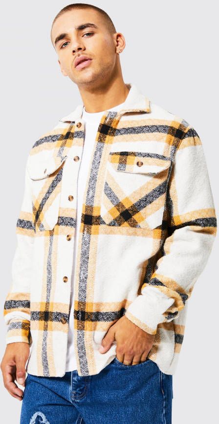 boohoo Geruit Overhemd Met Textuur, Yellow