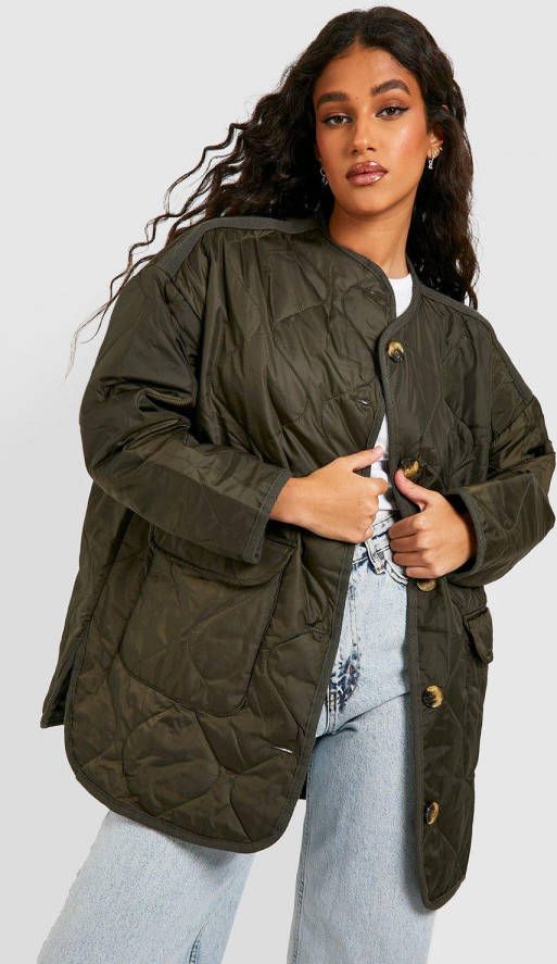 boohoo Gewatteerde Tussenjas Met Stiksels, Khaki