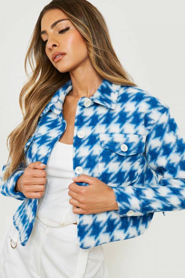 boohoo Korte Dogtooth Tussenjas, Cobalt