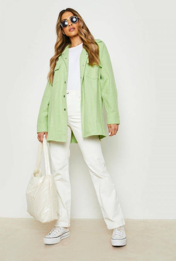 boohoo Oversized Groene Tussenjas, Apple Green