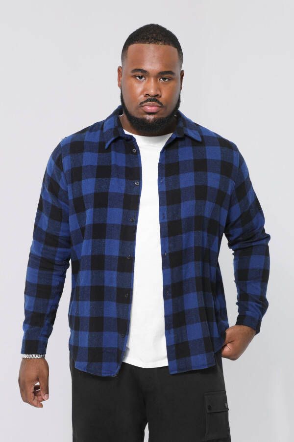 boohoo Plus Geruit Buffalo Overhemd Met Lange Mouwen, Cobalt