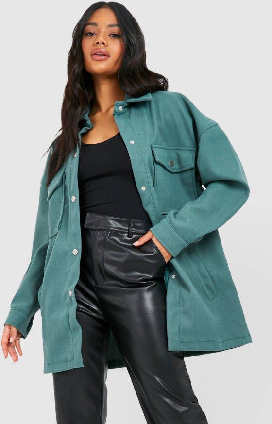 boohoo Tussenjas Met Zakdetail, Green