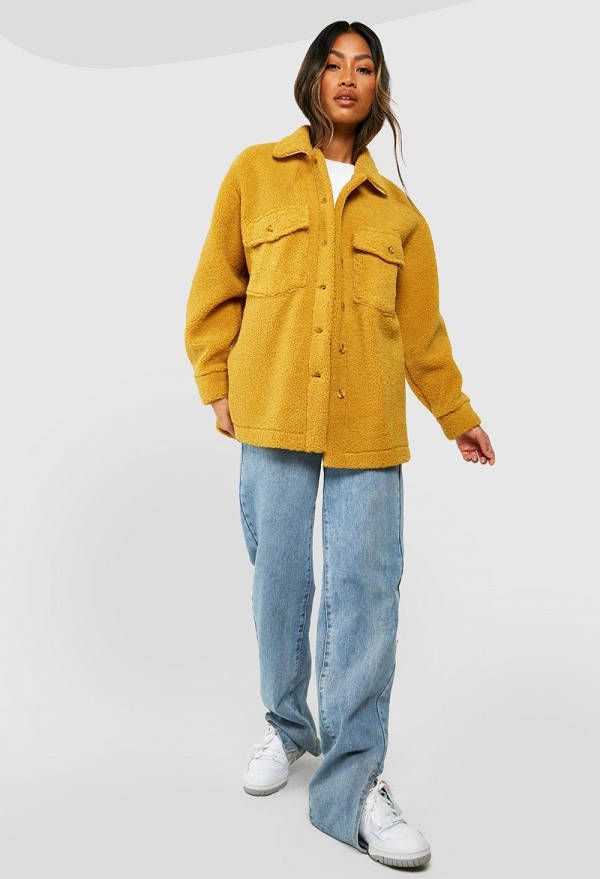 boohoo Zachte Teddy Tussenjas, Mustard