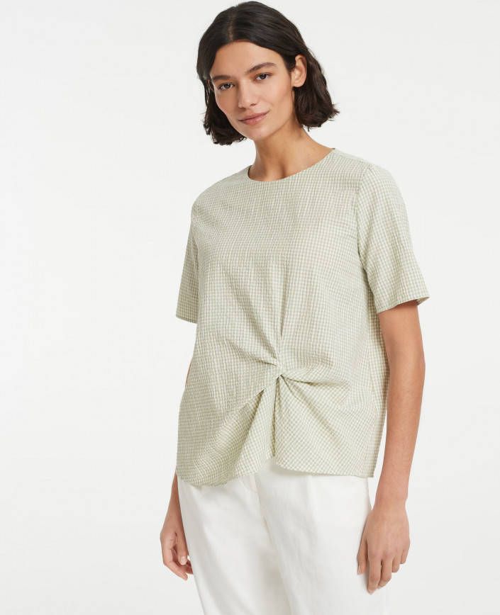 Opus Funifa top met ruitdessin en geknoopt detail