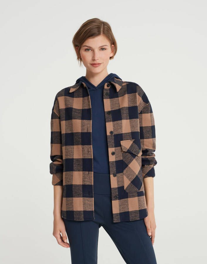 Opus Jutus overshirt met klepzak en ruitdessin