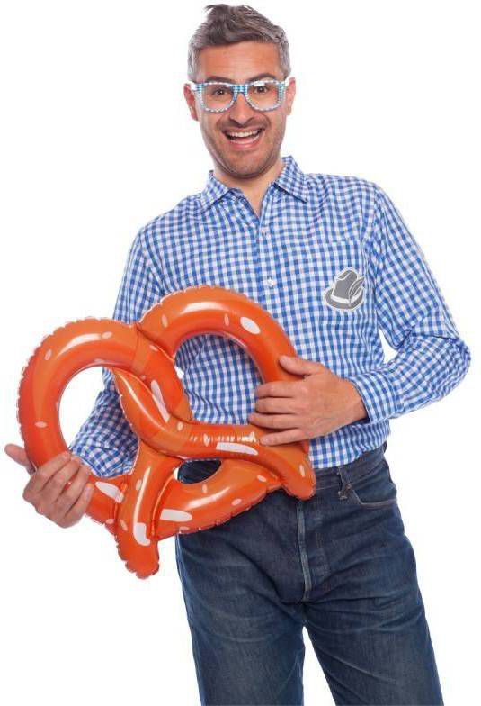 Merkloos Oktoberfest Overhemd Blauw/wit Geruit Maat M/l