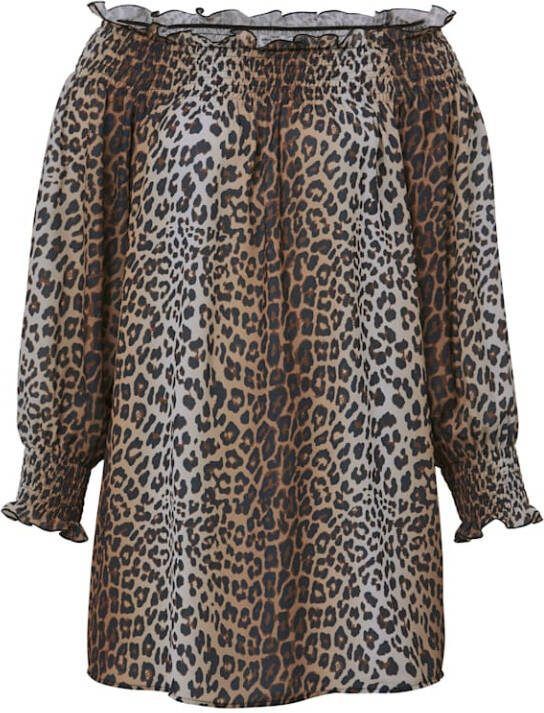 Angel of Style Blouse met elastische carmenhals Beige/Zwart