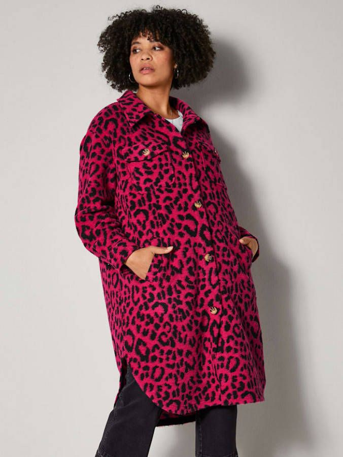 Angel of Style Blouse met trendy animaldessin Pink/Zwart