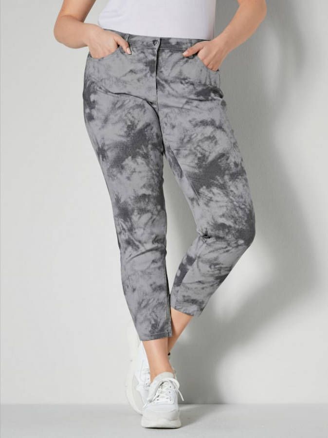 Angel of Style Broek in batiklook Grijs
