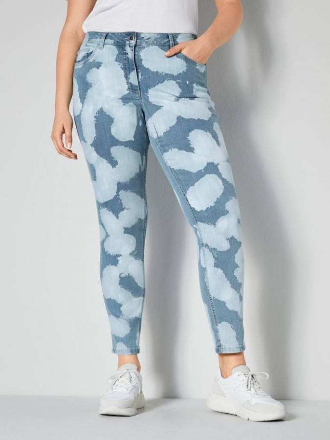 Angel of Style Jeans met batikprint Blue stone