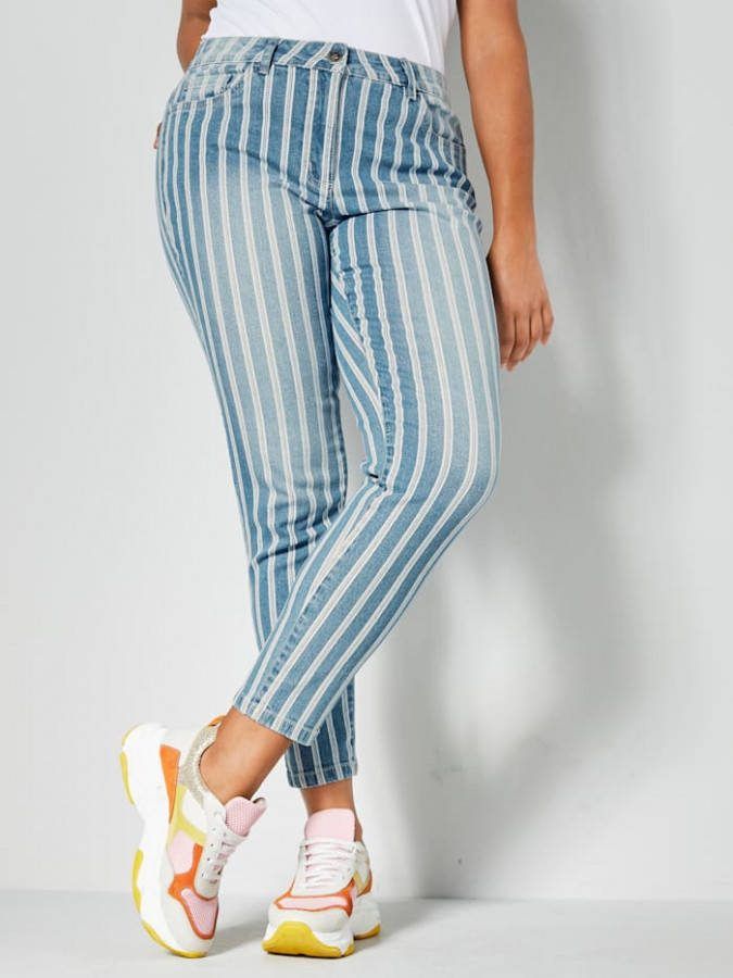 Angel of Style Jeans met flatterende strepen Blue bleached