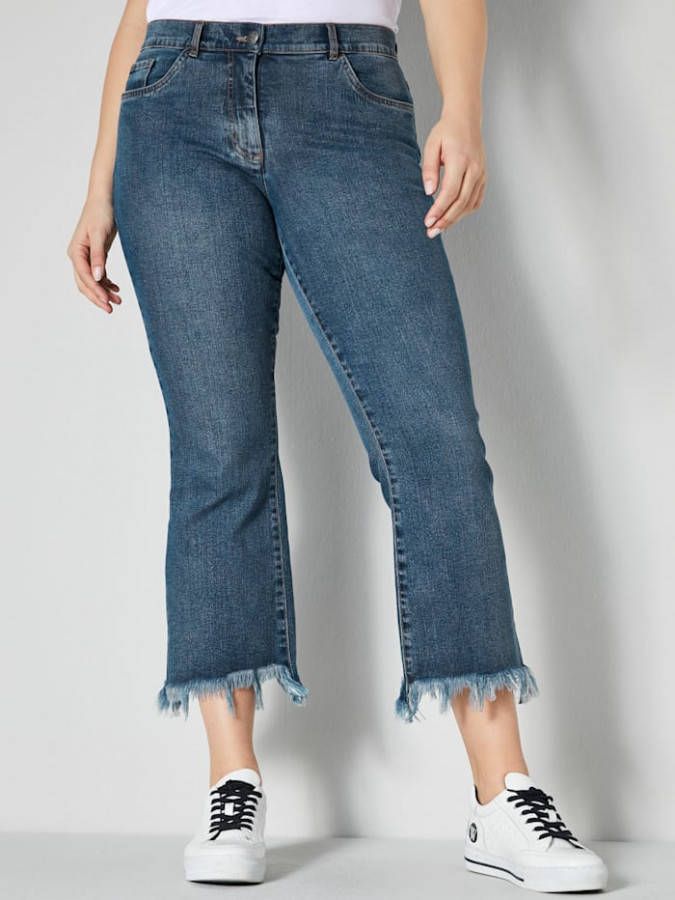 Angel of Style Jeans met franjes aan de zoom Blue stone