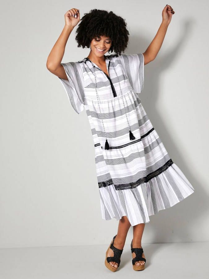 Angel of Style Jurk met details van gehaakt kant Offwhite/Zwart
