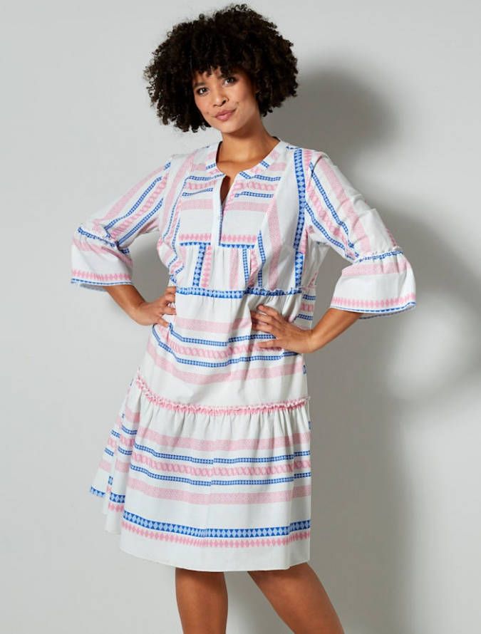 Angel of Style Jurk met volants Offwhite/Pink