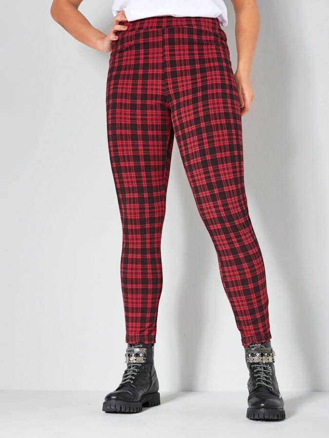 Angel of Style Legging met ruitdessin Rood/Zwart