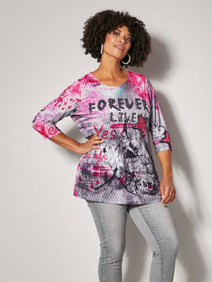 Angel of Style Shirt allover printed Grijs/Pink