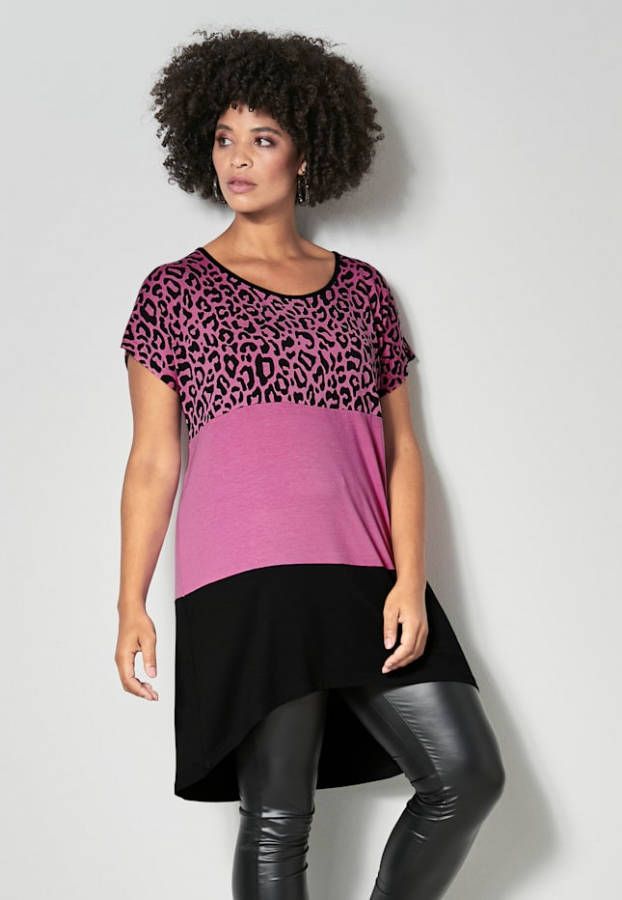 Angel of Style Shirt met blokstrepen Pink/Zwart